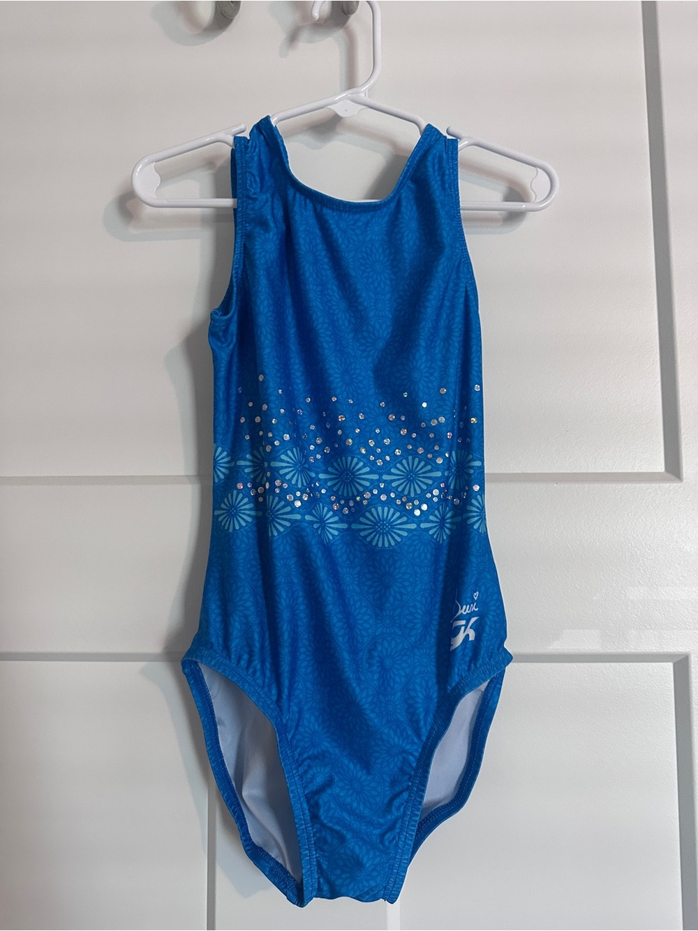 GK Girls Blue Floral Dot Leotard